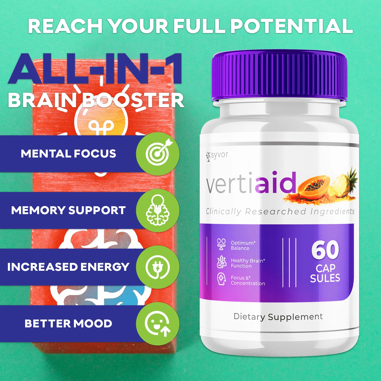 Vertiaid ear health support supplement - natural formula for balance